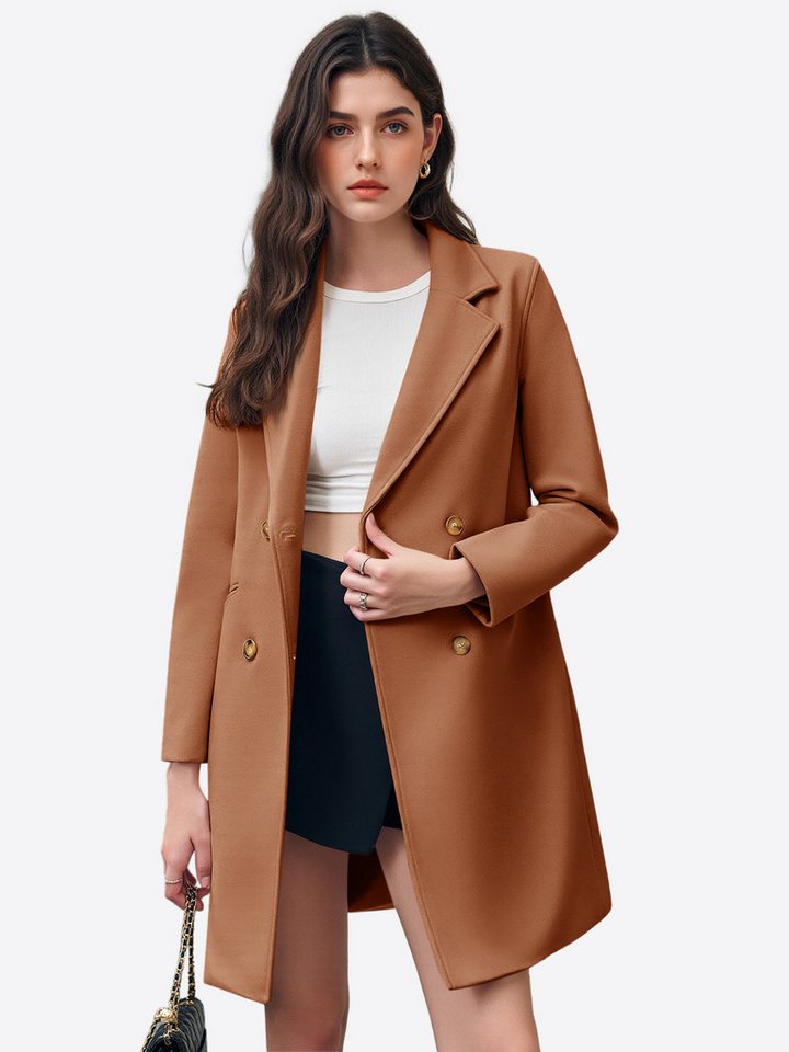 Imily Bela Langmantel Zweireihige Damen Trenchcoat mit Revers (Packung, 1-tlg., 1per-Pack) 2 Taschen von Imily Bela