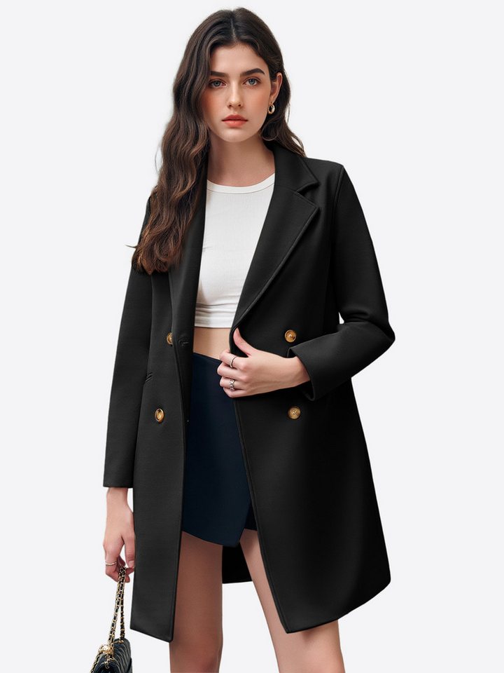 Imily Bela Langmantel Zweireihige Damen Trenchcoat mit Revers (Packung, 1-tlg., 1per-Pack) 2 Taschen von Imily Bela