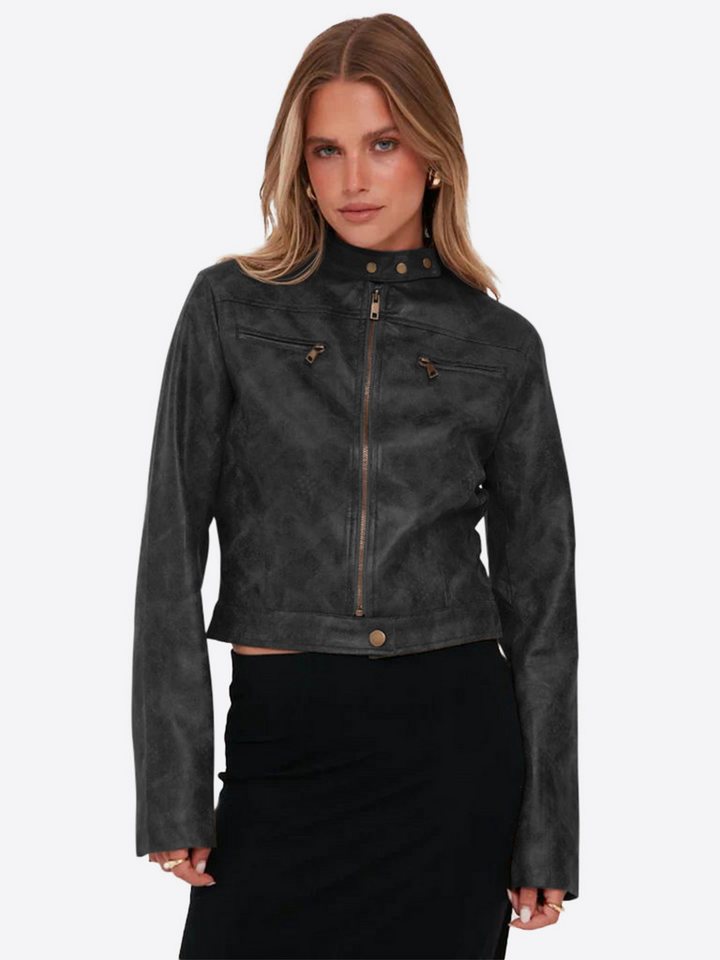 Imily Bela Lederjacke Damen Kurze Jacken aus Kunstleder (Packung, 1-St., 1 Per-pack) Streetwear von Imily Bela