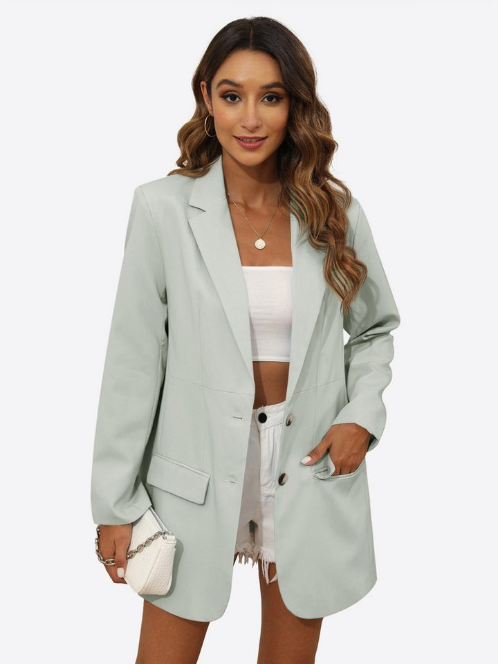 Imily Bela Longblazer Damen Lässige und elegante Bürojacke (Packung, 1-tlg., 1 Per-pack) Volltonfarbe von Imily Bela