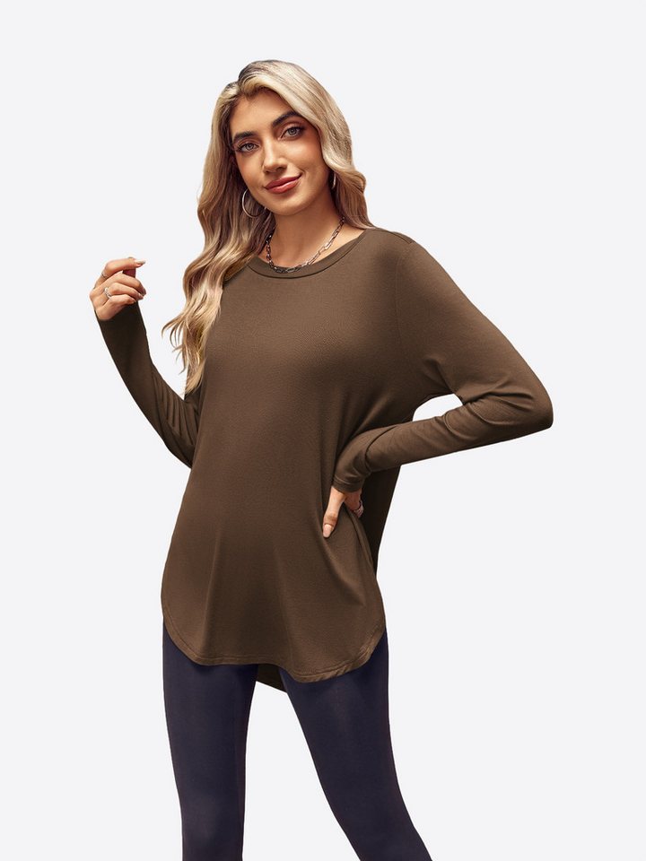 Imily Bela Longshirt Damen Langärmlige Tunika-Tops (Packung, 1-tlg., 1 Per-pack) Volltonfarbe von Imily Bela