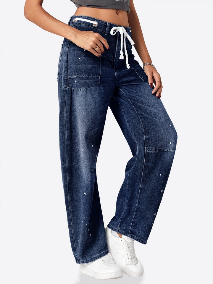Imily Bela Loose-fit-Jeans Damen Baggy Barrel Hufeisen Jeanshose (Packung, 1-tlg., 1 Per-pack) Vintage von Imily Bela