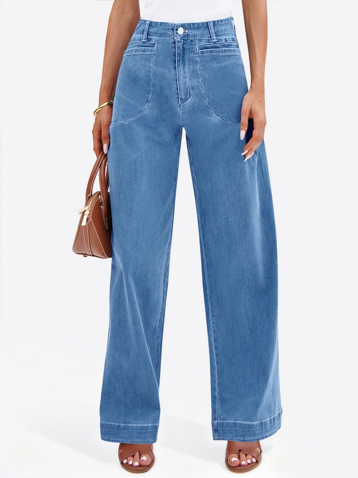 Imily Bela Loose-fit-Jeans Damen Hohe Taille gerade Jeans (Packung, 1-tlg., 1per-Pack) 4-Pocket Style von Imily Bela