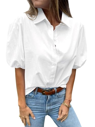 Imily Bela Musselin Bluse Damen Elegant Blusen Baumwolle Tunika Sommer Button Down Kragen Hemdbluse Oberteile(Weiß,L Imily Bela Musselin Bluse Damen Elegant Blusen Baumwolle Tunika Sommer Button Down Kragen Hemdbluse Oberteile(Weiß,L von Imily Bela