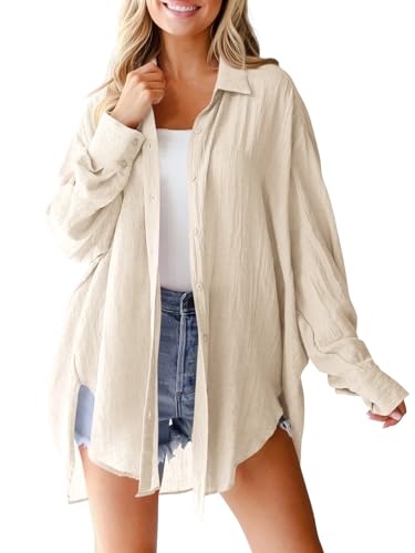 Imily Bela Bluse Damen Langarm Elegant Leicht Oversize Tuniken Einfarbig Lässiges Hemd Oberteile von Imily Bela