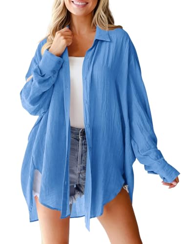 Imily Bela Bluse Damen Langarm Elegant Leicht Oversize Tuniken Einfarbig Lässiges Hemd Oberteile von Imily Bela