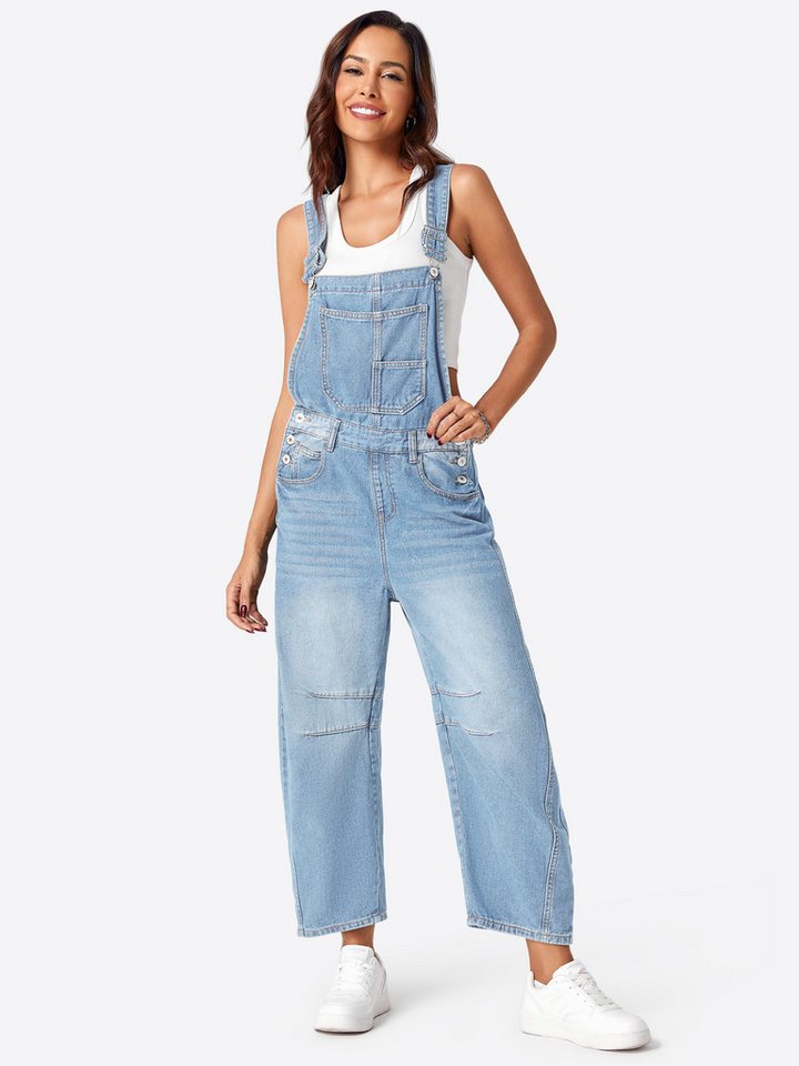 Imily Bela Overall Damen Lockerer Latzjeans mit Hosenträger (Packung, 1-tlg., 1per-pack) mit Kängurutasche von Imily Bela