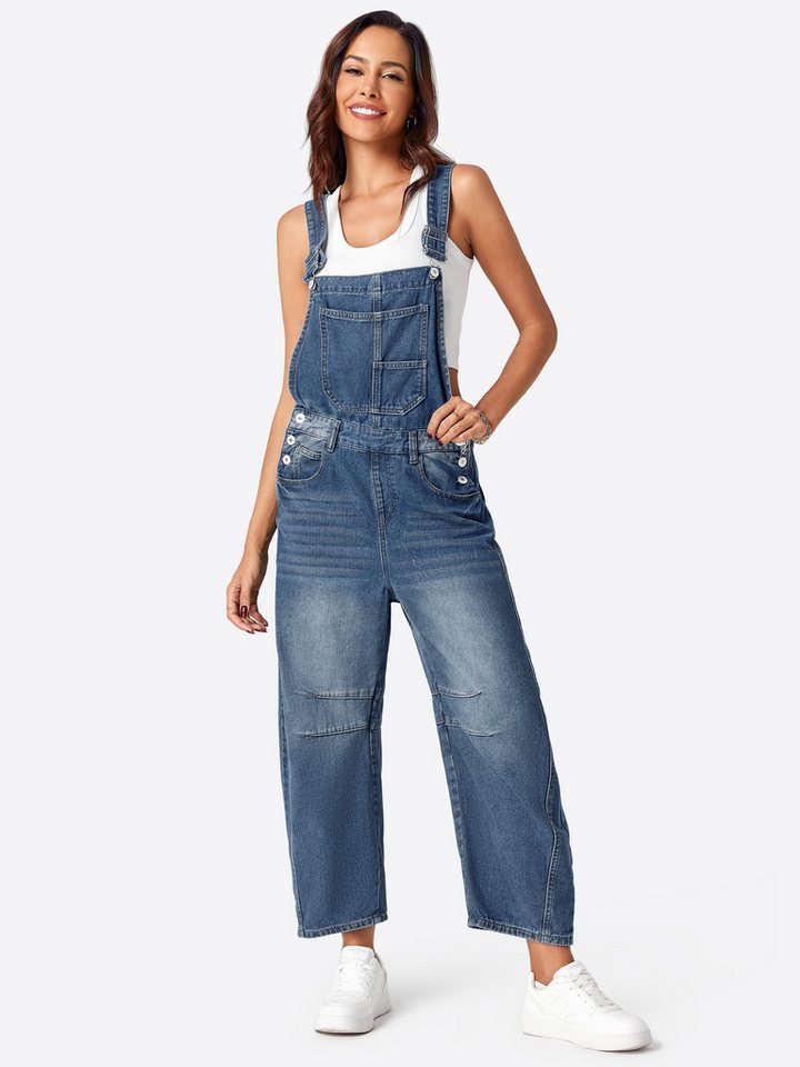 Imily Bela Overall Damen Lockerer Latzjeans mit Hosenträger (Packung, 1-tlg., 1per-Pack) mit Kängurutasche von Imily Bela