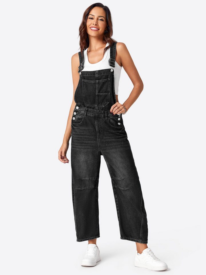 Imily Bela Overall Damen Lockerer Latzjeans mit Hosenträger (Packung, 1-tlg., 1per-pack) mit Kängurutasche von Imily Bela