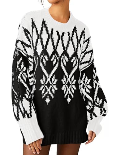 Imily Bela Pulloverkleid Damen Pullover Langarm Rundhals Herbst-Winter Elegant Slim Fit Wärme Winterkleid Fashion Strickkleider Casual Midikleid(Schwarz,M) von Imily Bela