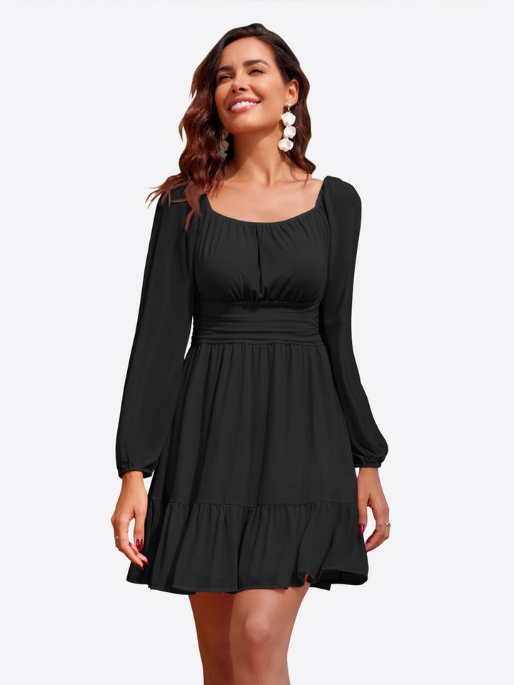 Imily Bela Partykleid Damen Lässiges Netzkleid mit langen Ärmeln (Packung, 1-tlg., 1per-Pack) Maschenware von Imily Bela