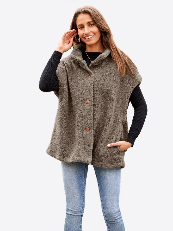 Imily Bela Plüschweste Damen Sherpa-Weste mit Knopfleiste (Packung, 1-tlg., 1per-Pack) Einschubtaschen von Imily Bela