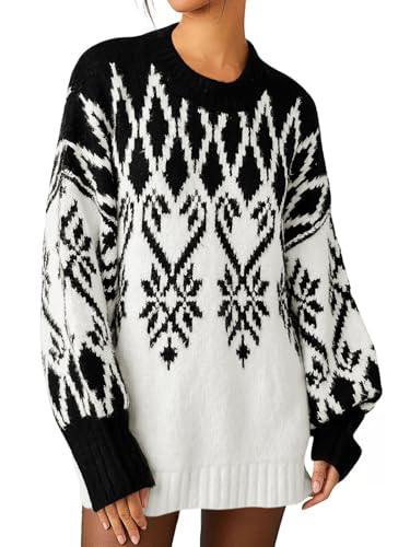 Imily Bela Pulloverkleid Damen Pullover Langarm Rundhals Herbst-Winter Elegant Slim Fit Wärme Winterkleid Fashion Strickkleider Casual Midikleid(Weiß,S) von Imily Bela