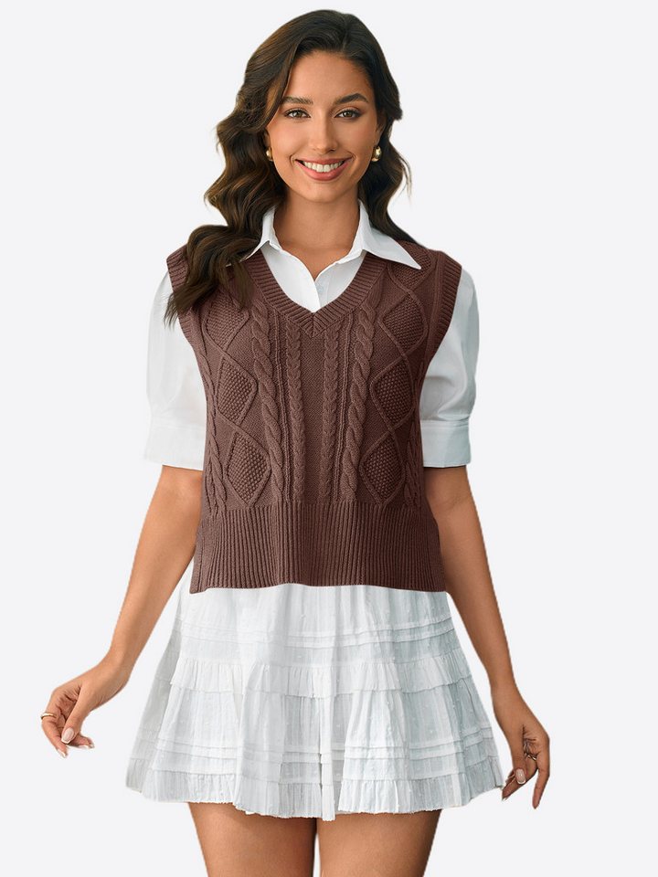 Imily Bela Pullunder Damen Ärmelloser Strick Pullover (Packung, 1-tlg., 1per-Pack) mit Baumwolle, V-Ausschnitt, Sweater vest von Imily Bela