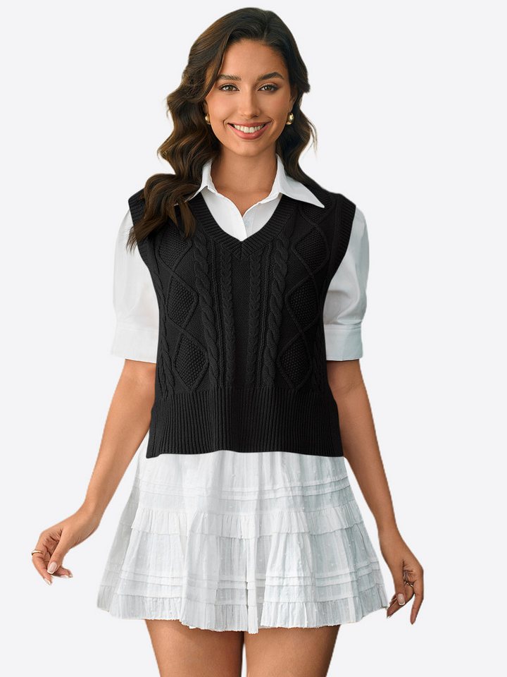 Imily Bela Pullunder Damen Ärmelloser Strick Pullover (Packung, 1-tlg., 1per-Pack) mit Baumwolle, V-Ausschnitt, Sweater vest von Imily Bela