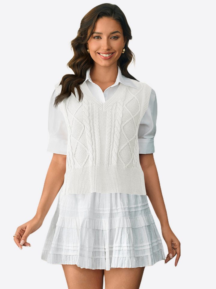 Imily Bela Pullunder Damen Ärmelloser Strick Pullover (Packung, 1-tlg., 1per-Pack) mit Baumwolle, V-Ausschnitt, Sweater vest von Imily Bela