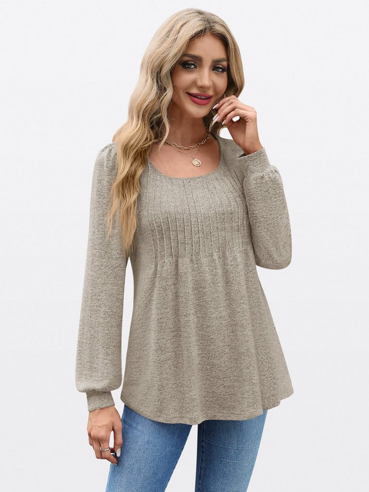 Imily Bela Rundhalsshirt Damen Puff Langarmhemden (Packung, 1-tlg., 1per-Pack) Volltonfarbe von Imily Bela