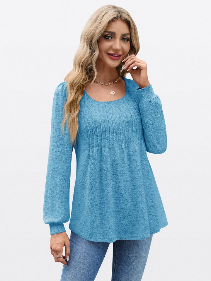 Imily Bela Rundhalsshirt Damen Puff Langarmhemden (Packung, 1-tlg., 1per-Pack) Volltonfarbe von Imily Bela