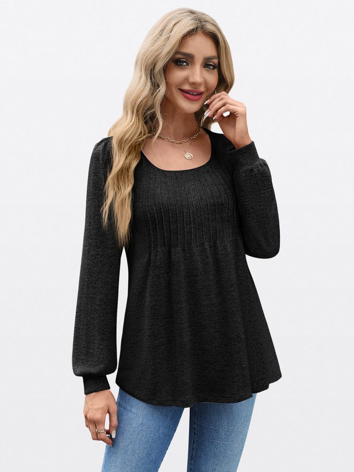 Imily Bela Rundhalsshirt Damen Puff Langarmhemden (Packung, 1-tlg., 1per-Pack) Volltonfarbe von Imily Bela