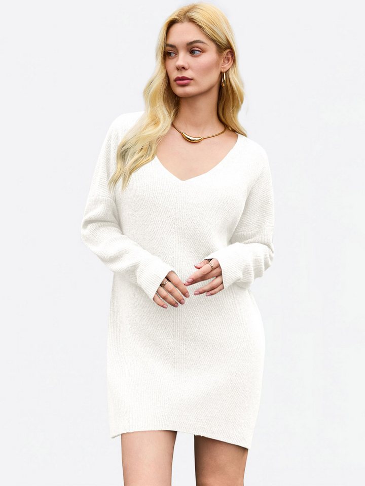 Imily Bela Strickkleid Damen Lässige Tunika-Pullover Mit weichem Strickmuster (Packung, 1-tlg., 1 Per-pack) Volltonfarbe von Imily Bela