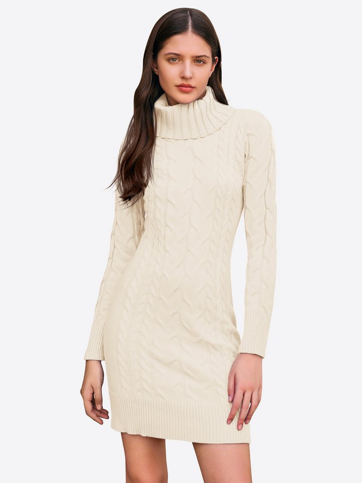 Imily Bela Strickkleid Damen Langarm Rollkragen pullover mit enger (Packung, 1-tlg., 1per-Pack) Zopfmuster von Imily Bela