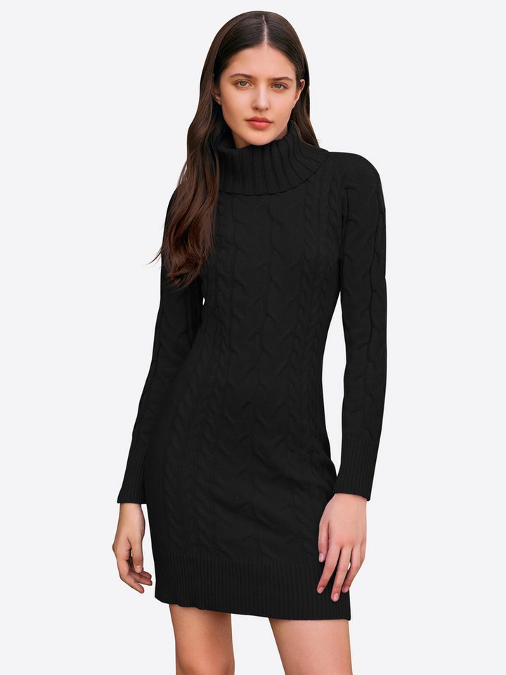 Imily Bela Strickkleid Damen Langarm Rollkragen pullover mit enger (Packung, 1-tlg., 1per-Pack) Zopfmuster von Imily Bela