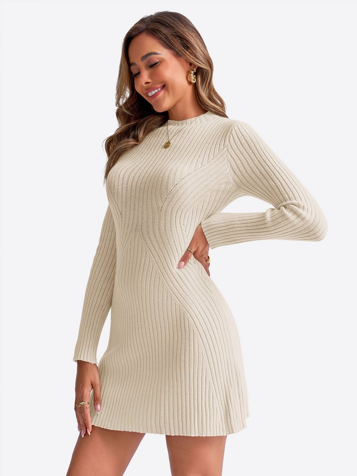 Imily Bela Strickkleid Damen Schmal geschnittenes Minikleid (Packung, 1-tlg., 1per-pack) mit Rundhalsausschnitt von Imily Bela