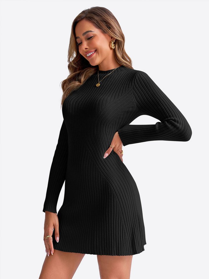 Imily Bela Strickkleid Damen Schmal geschnittenes Minikleid (Packung, 1-tlg., 1per-pack) mit Rundhalsausschnitt von Imily Bela