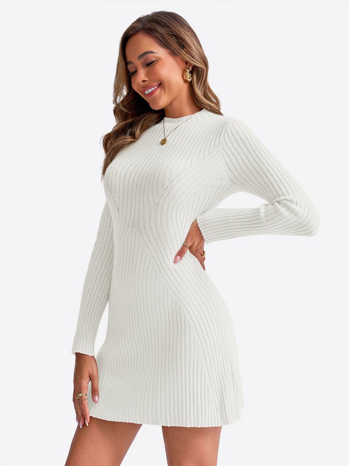 Imily Bela Strickkleid Damen Schmal geschnittenes Minikleid (Packung, 1-tlg., 1per-pack) mit Rundhalsausschnitt von Imily Bela