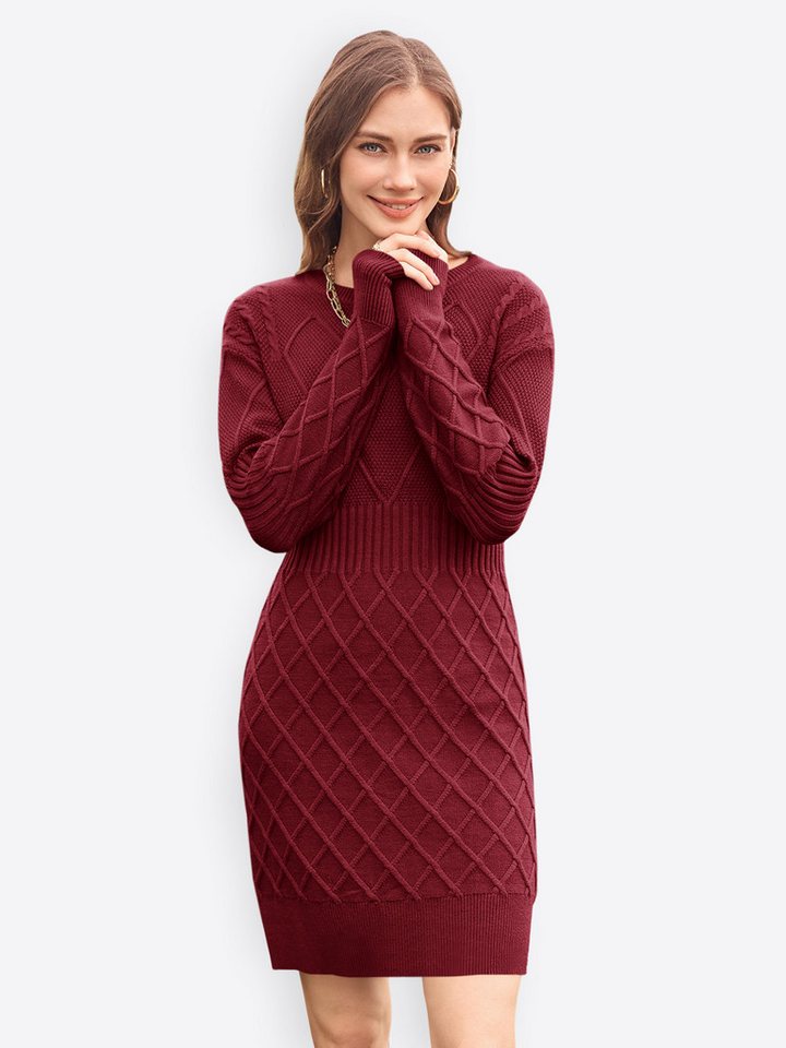 Imily Bela Strickkleid Damen Schmal geschnittenes Pulloverkleid (Packung, 1-tlg., 1per-Pack) mit Rundhalsausschnitt von Imily Bela