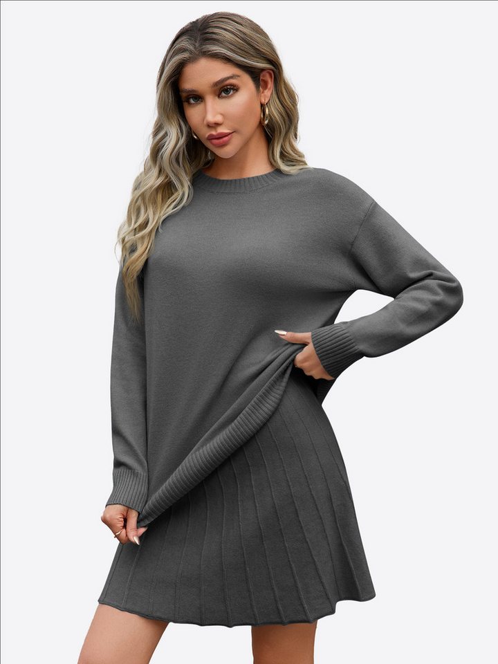 Imily Bela Strickpullover Damen 2-teilige Pullover-Sets (Set, 2-tlg., Strickpullover+Faltenrock) mit Rundhalsausschnitt von Imily Bela