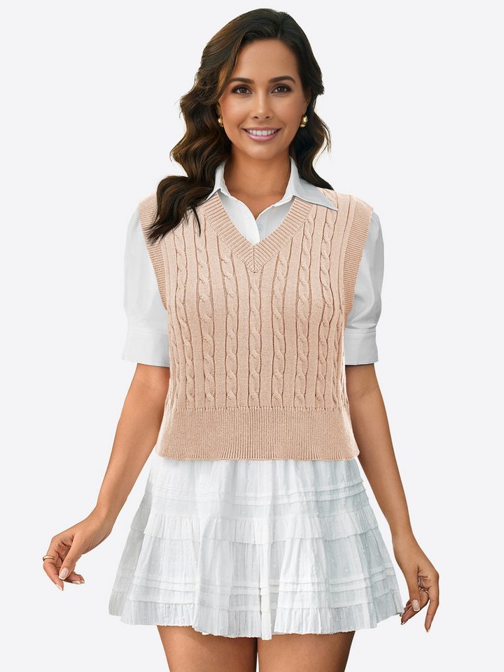 Imily Bela Strickweste Damen Ärmellose Kurze Weste (Packung, 1-tlg., 1per-Pack) Volltonfarbe von Imily Bela