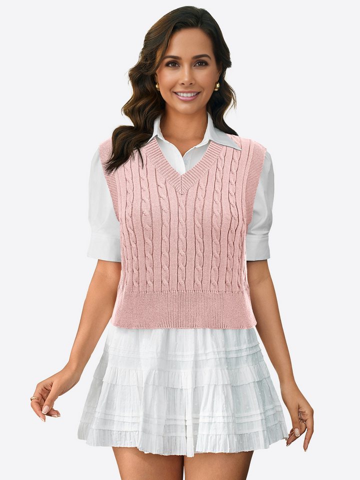 Imily Bela Strickweste Damen Ärmellose Kurze Weste (Packung, 1-tlg., 1per-Pack) Volltonfarbe von Imily Bela