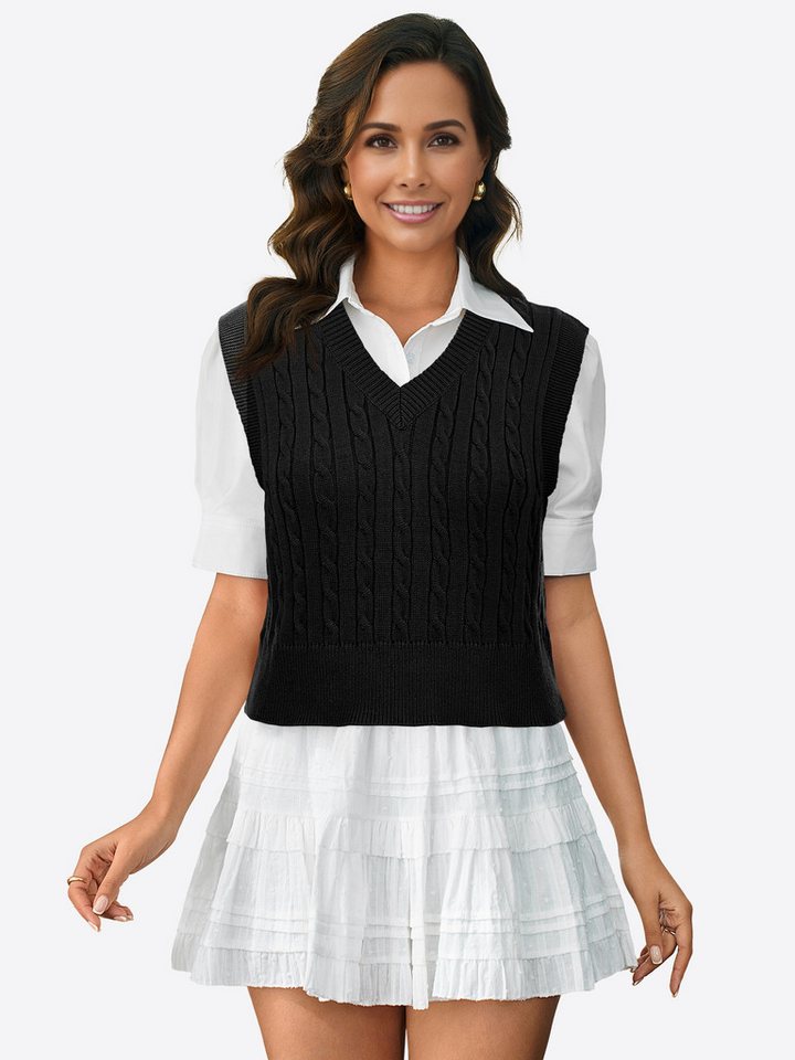 Imily Bela Strickweste Damen Ärmellose Kurze Weste (Packung, 1-tlg., 1per-Pack) Volltonfarbe von Imily Bela