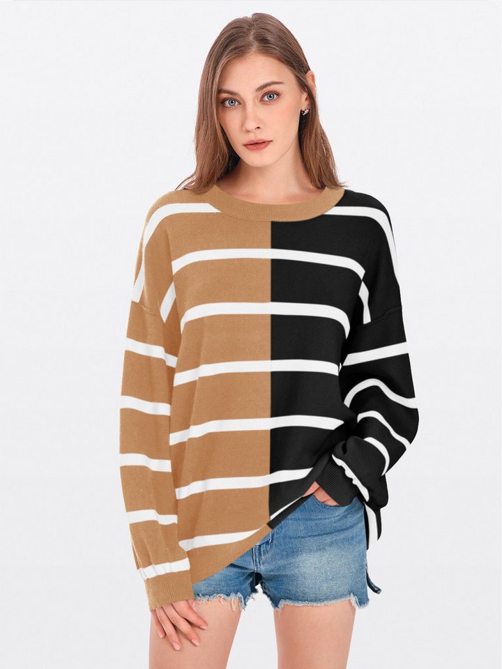 Imily Bela Sweater Damen Gestreifter Pullover (Packung, 1-tlg., 1per-Pack) mit Rundhalsausschnitt von Imily Bela