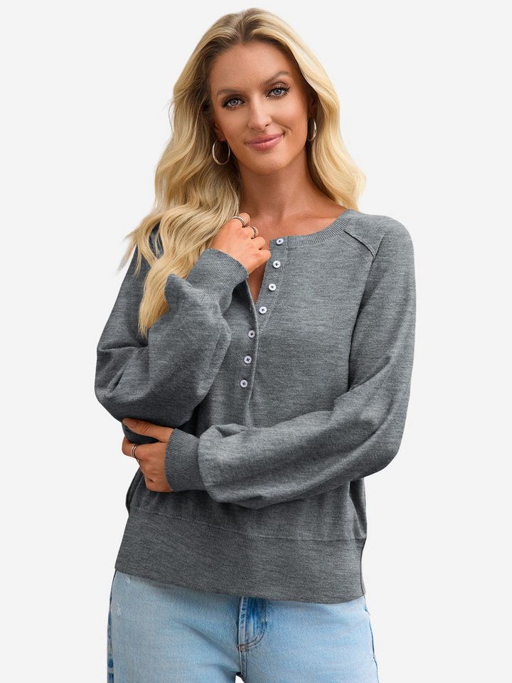 Imily Bela Sweater Damen Henley Pullover mit Rundhal (Packung, 1-tlg., 1per-Pack) Henley von Imily Bela