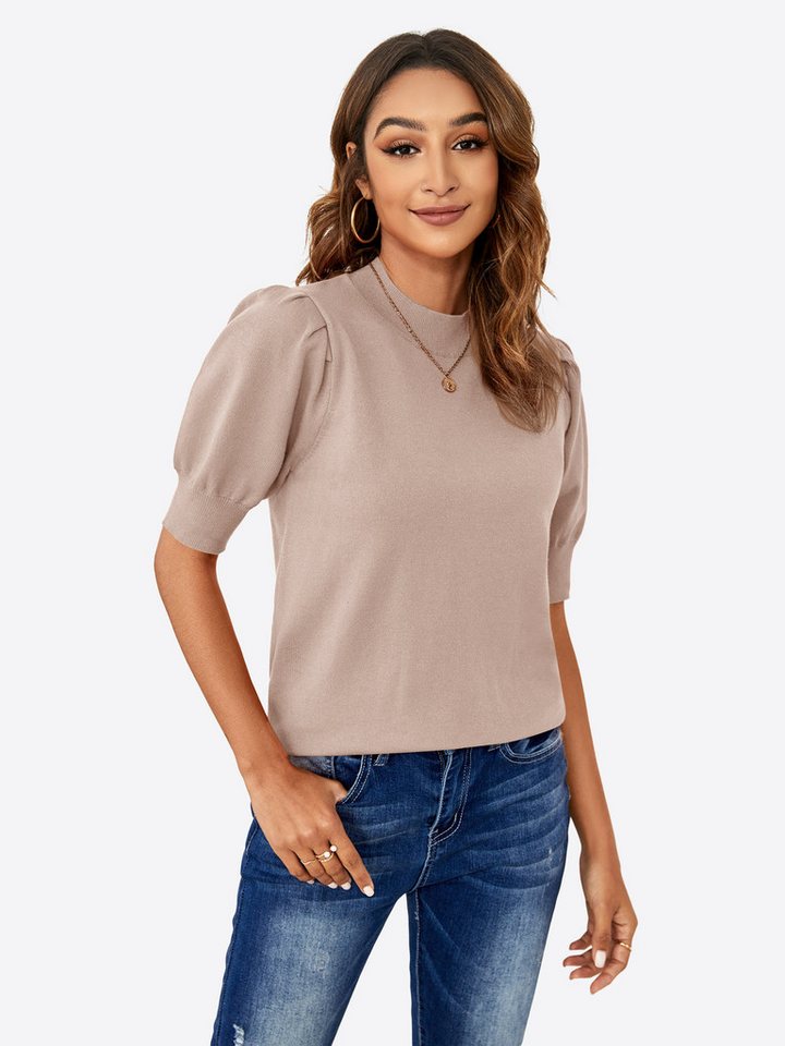 Imily Bela Sweater Damen Kurzarm-Strickpullover (Packung, 1-tlg., 1per-Pack) Puffärmel von Imily Bela