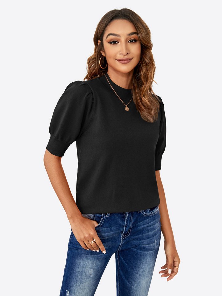 Imily Bela Sweater Damen Kurzarm-Strickpullover (Packung, 1-tlg., 1per-Pack) Puffärmel von Imily Bela