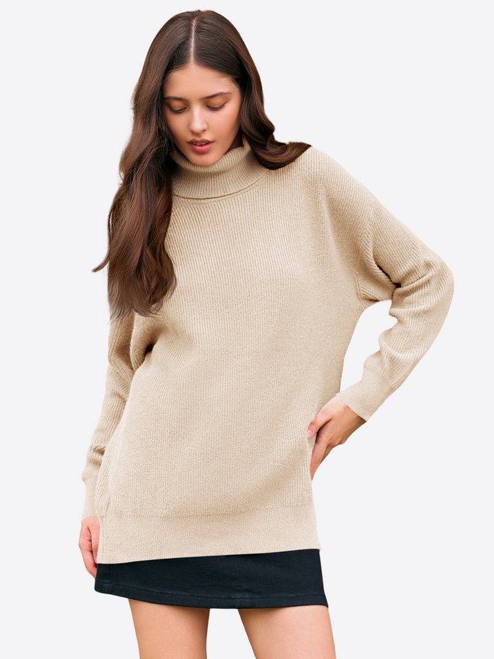 Imily Bela Sweater Damen Lässiger Oversize Rollkragenpullover (Packung, 1-tlg., 1per-Pack) Fledermausärmel von Imily Bela