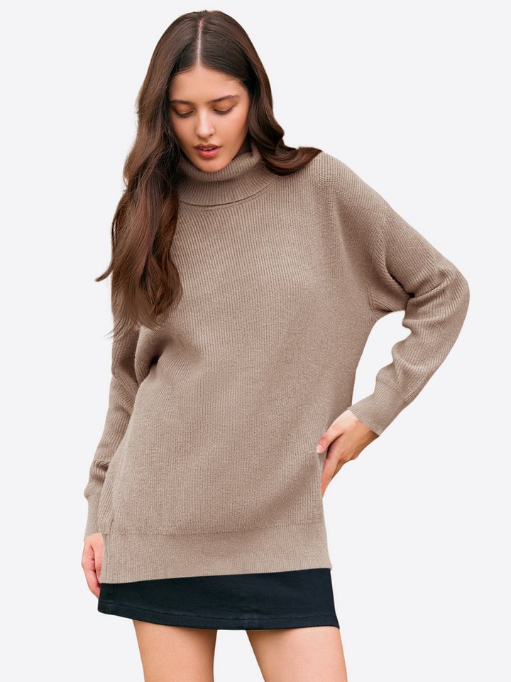 Imily Bela Sweater Damen Lässiger Oversize Rollkragenpullover (Packung, 1-tlg., 1per-Pack) Fledermausärmel von Imily Bela