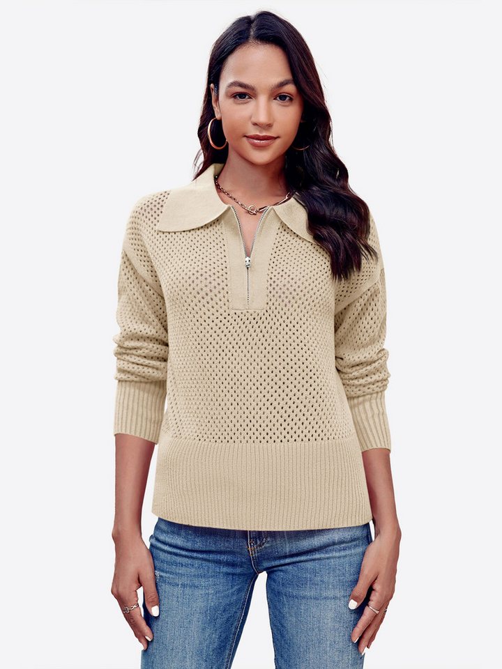 Imily Bela Sweater Damen Langärmliges Top mit aus Rippstrick (Packung, 1-tlg., 1per-pack) mit Reißverschluss von Imily Bela