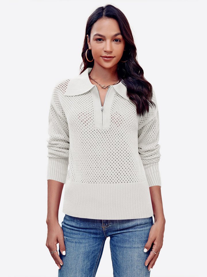 Imily Bela Sweater Damen Langärmliges Top mit aus Rippstrick (Packung, 1-tlg., 1per-Pack) mit Reißverschluss von Imily Bela