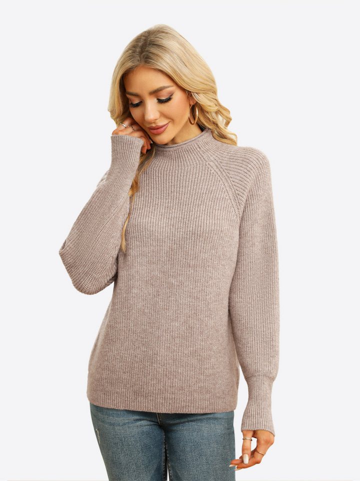 Imily Bela Sweater Damen Lockerer pullover mit Stehkragen (Packung, 1-tlg., 1per-Pack) Fledermausärmel von Imily Bela
