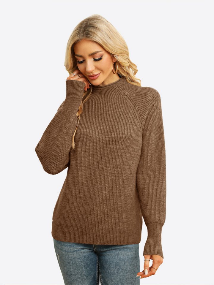 Imily Bela Sweater Damen Lockerer pullover mit Stehkragen (Packung, 1-tlg., 1per-Pack) Fledermausärmel von Imily Bela