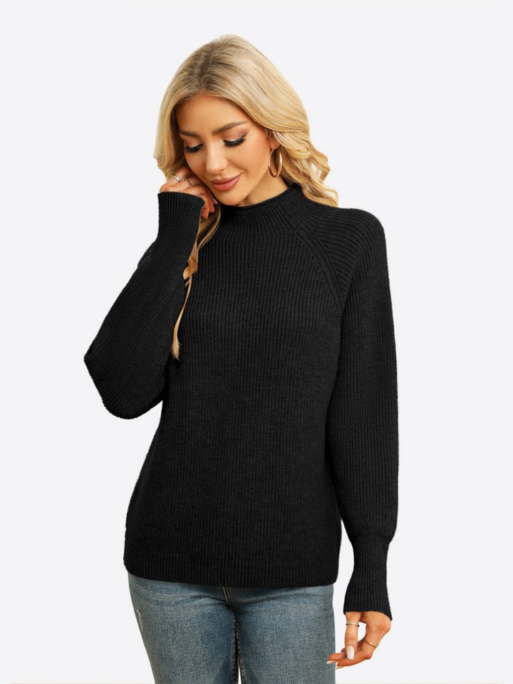 Imily Bela Sweater Damen Lockerer pullover mit Stehkragen (Packung, 1-tlg., 1per-Pack) Fledermausärmel von Imily Bela