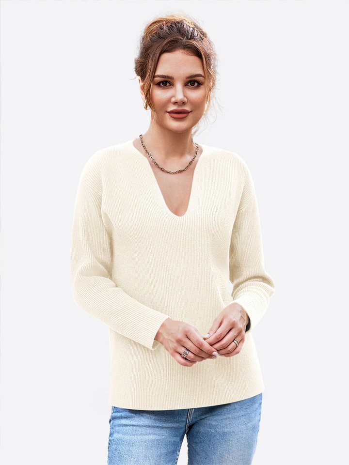 Imily Bela Sweater Damen Oversize-Pullover mit tiefer V-Ausschnitt (Packung, 1-tlg., 1per-Pack) casual von Imily Bela