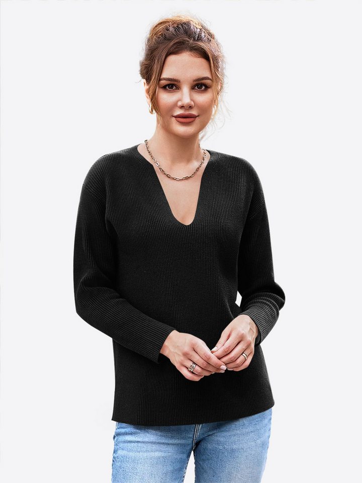 Imily Bela Sweater Damen Oversize-Pullover mit tiefer V-Ausschnitt (Packung, 1-tlg., 1per-Pack) casual von Imily Bela