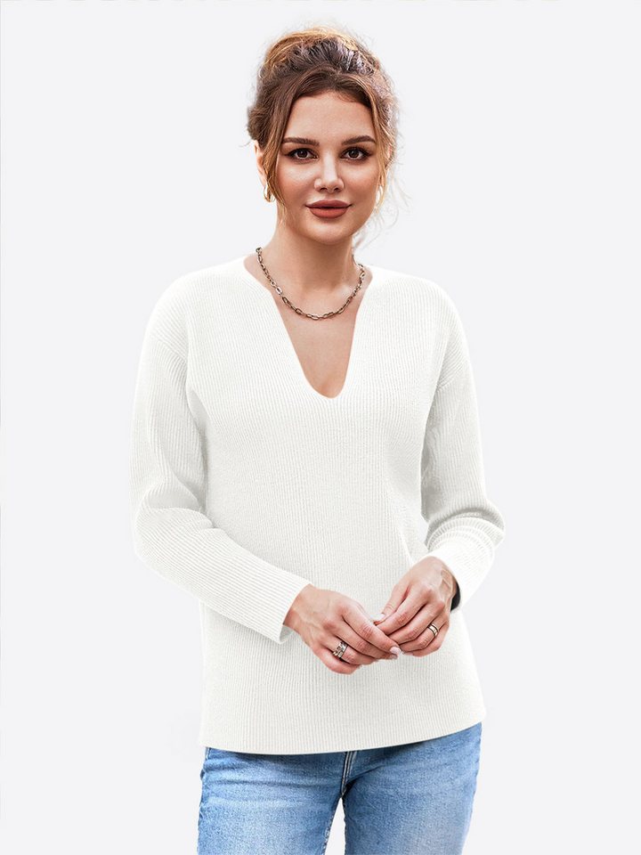 Imily Bela Sweater Damen Oversize-Pullover mit tiefer V-Ausschnitt (Packung, 1-tlg., 1per-Pack) casual von Imily Bela