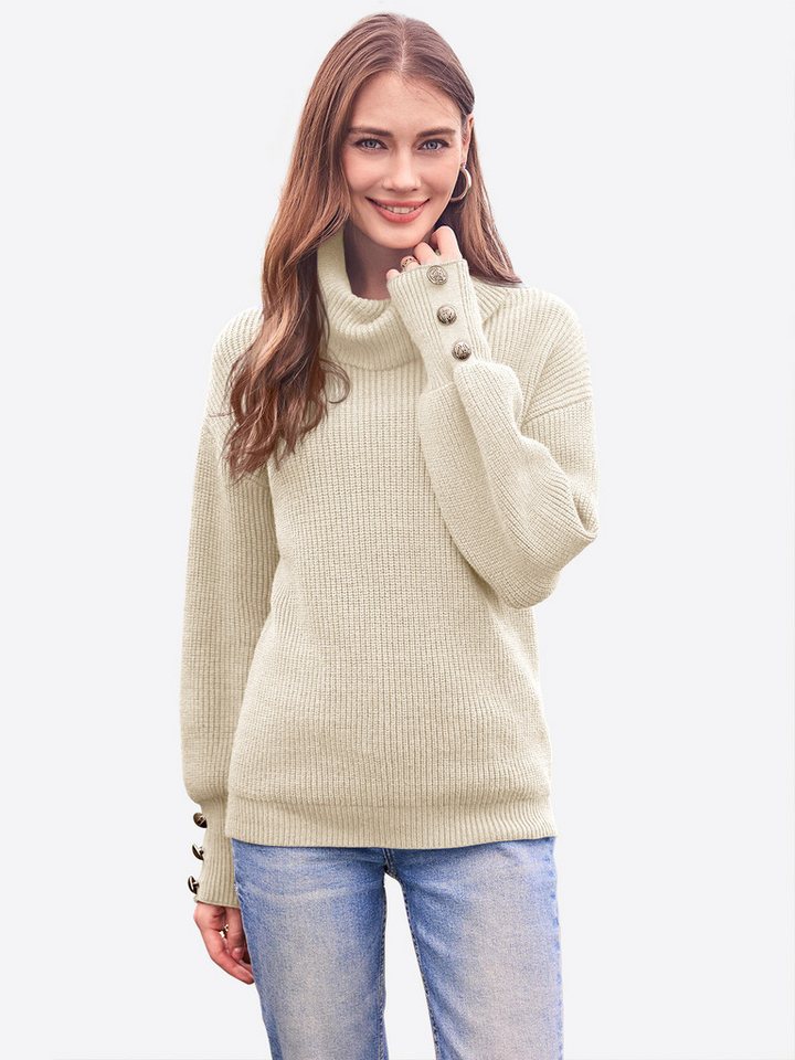 Imily Bela Sweater Damen Oversize Strickpullover mit Rollkragen (Packung, 1-tlg., 1per-Pack) Freizeit von Imily Bela