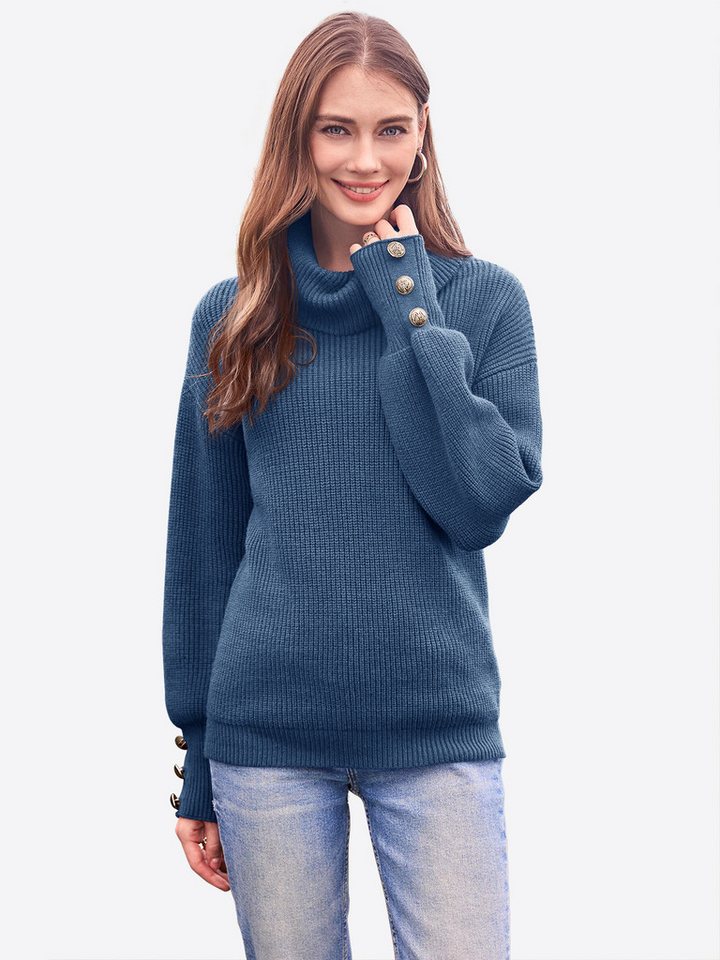 Imily Bela Sweater Damen Oversize Strickpullover mit Rollkragen (Packung, 1-tlg., 1per-Pack) Freizeit von Imily Bela